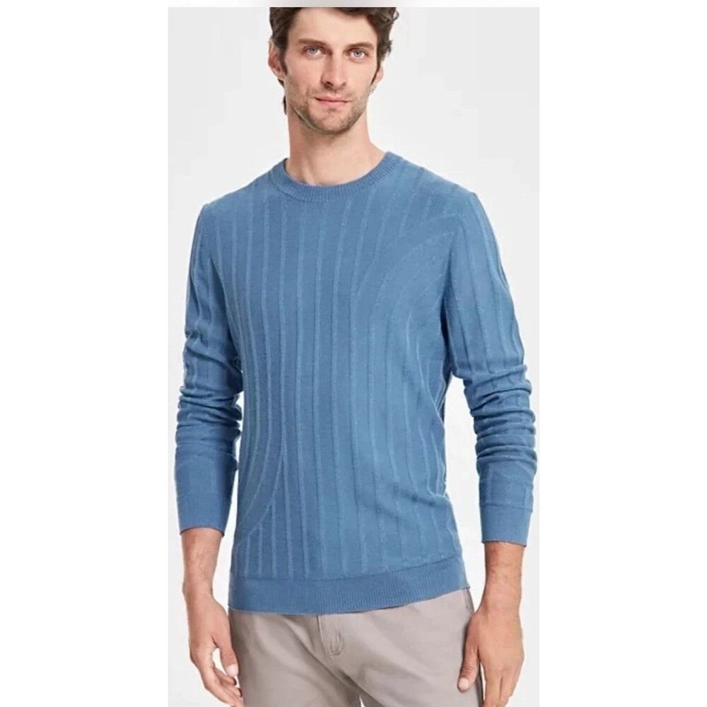 ALFANI Wool Blend Textured Sweater sz XL, 2XL XX-Large Blue Shale